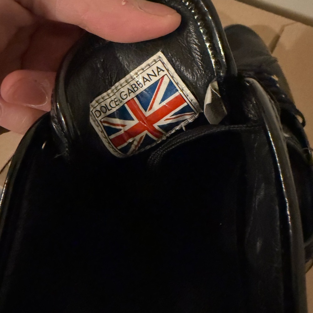 Vintage dolce and gabbana Black Low-Top Leather Sneakers image 6